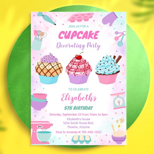 Sweet Cupcake Birthday Party Invitation 招待状