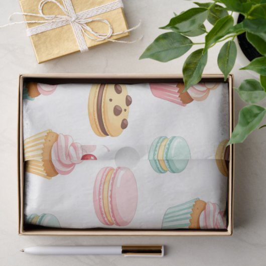 Sweet Cupcake Macaron Pattern 薄葉紙 (ギフト)