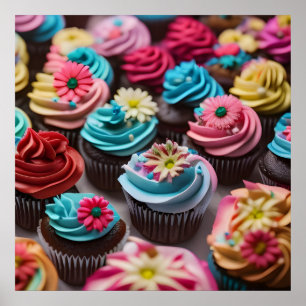 Sweet Cupcakesカラフルバージョン1 ポスター