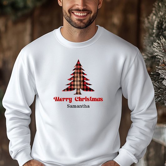 Sweet Custom Buffalo Plaid Tree Holiday Hoodie パーカ