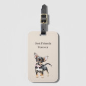Sweet Cute Brown Cream Chihuahua Dog Best Friends ラゲッジタグ (正面縦)