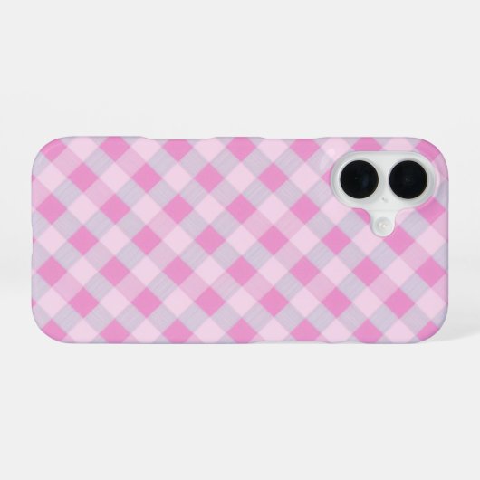 Sweet & Cute Checkered Pattern Phone Case iPhone 16ケース (裏面横)