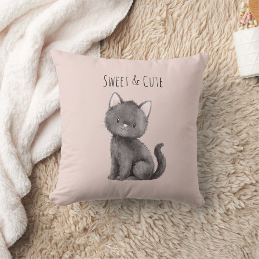 Sweet Cute Grey Cat クッション (ブランケット)