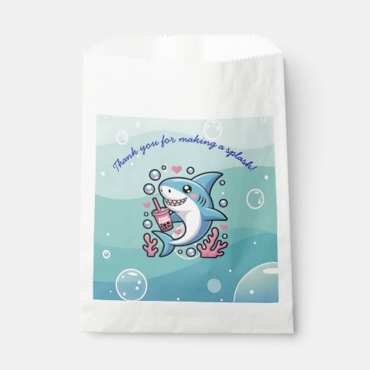 Sweet Cute Kawaii Boba Shark Baby Shower  フェイバーバッグ (正面)