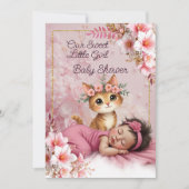 Sweet Cute Pink Girl Baby Shower Cat Kitten 招待状 (正面)
