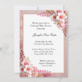 Sweet Cute Pink Girl Baby Shower Puppy Dog 招待状 (裏面)