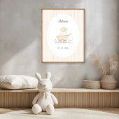 Sweet Cute Sheep Beige Nursery Name Date ポスター