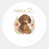 Sweet Dachshund Mama Mother's Day ラウンドシール (正面)