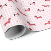 Sweet Dachshund Plaid Pattern Wrapping Paper Roll ラッピングペーパー (ロールコーナー)