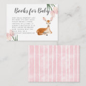 Sweet Deer Pink Baby Showerブックリクエスト エンクロージャーカード (正面/裏面)