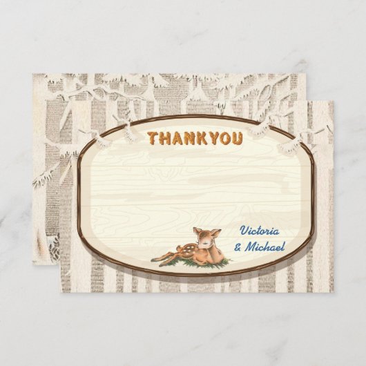 Sweet Deer Thank you note card サンキューカード (正面/裏面)