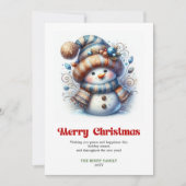 Sweet digital cartoon snowman festive greeting シーズンカード (正面)
