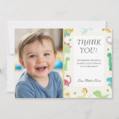 Sweet Dinomite Photo 1st Birthday Invitation サンキューカード (正面)