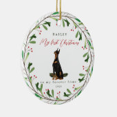 Sweet Dogの初めてのクリスマス（名前と年） セラミックオーナメント (右)