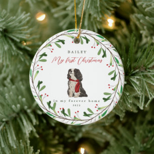 Sweet Dogの初めてのクリスマス(名前と年) セラミックオーナメント