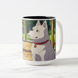 Sweet Dog in a Mug Illustration ツートーンマグカップ
