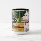 Sweet Dog in a Mug Illustration ツートーンマグカップ (中央)