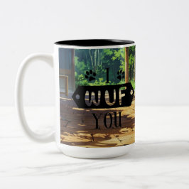 Sweet Dog in a Mug Illustration ツートーンマグカップ