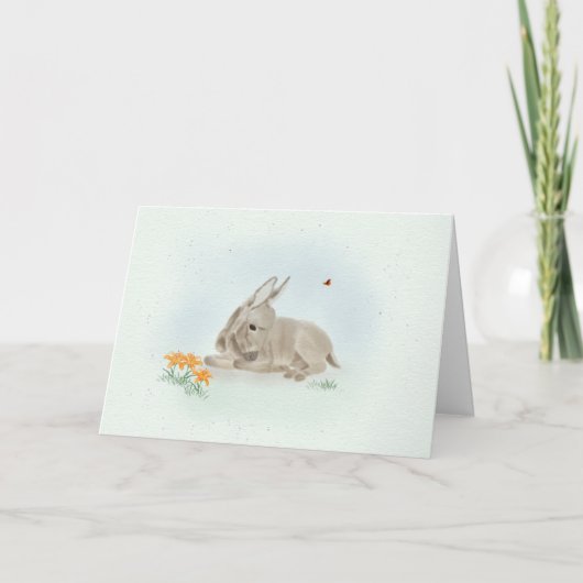 Sweet Donkey and Wildflowers 7x5 Greeting Card  案内状 (正面)