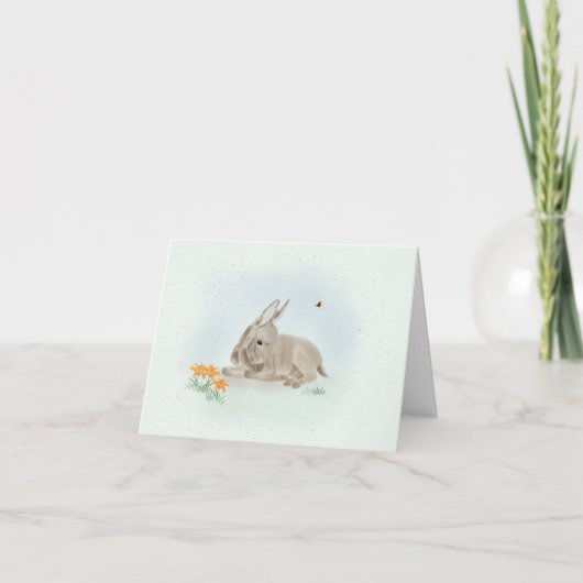 Sweet Donkey and Wildflowers Small Greeting Card  サンキューカード (正面)