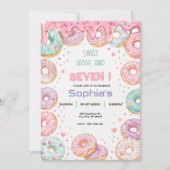 Sweet Donut Birthday Party Cute Pastel Girl 招待状 (正面)