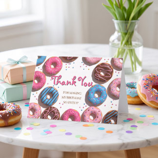 Sweet Donut Birthday Thank You 折りたたみカード サンキューカード