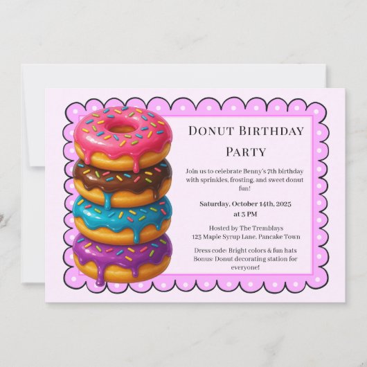 Sweet Donut Brunch | Birthday Celebration 招待状 (正面)