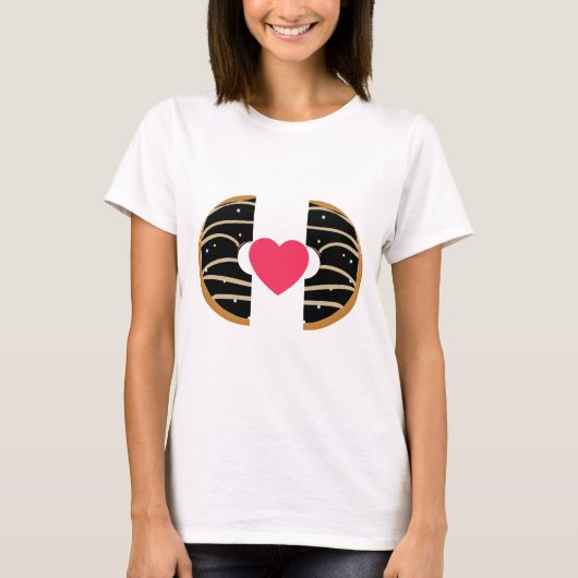 Sweet Donut Heart Love Design shirt Tシャツ (正面)