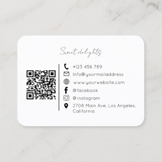 Sweet Donut Treats Artisan Bakery QR Code Card 名刺 (裏面)
