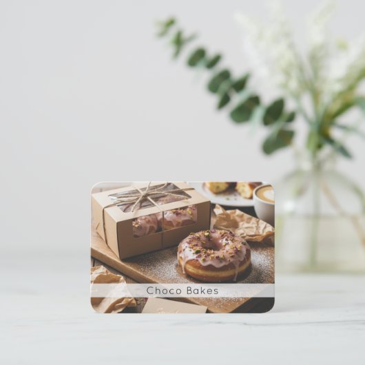 Sweet Donut Treats Artisan Bakery QR Code Card 名刺 (スタンド正面)