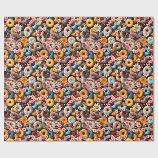 Sweet Donuts Seamless Pattern Design ラッピングペーパー (フラット)