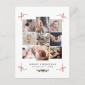 Sweet Doodle Bows Chic Photo Collage Christmas シーズンポストカード (正面)