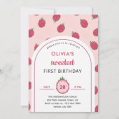 Sweet Dragon Fruit First Birthday Invitation 招待状 (正面)
