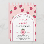 Sweet Dragon Fruit First Birthday Invitation 招待状 (正面/裏面)