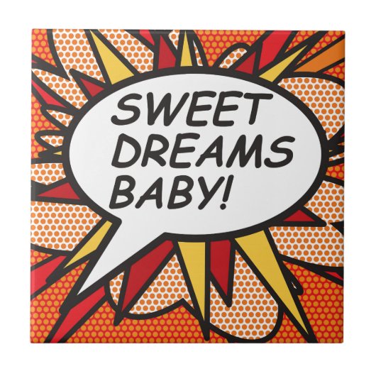 SWEET DREAMS BABY! 楽しいレトロコミックポップアート タイル (正面)