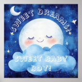 Sweet Dreams Baby Boy Blue Night Sky ポスター (正面)
