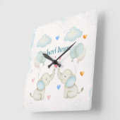 Sweet Dreams Baby Elephant Nursery スクエア壁時計 (傾斜)