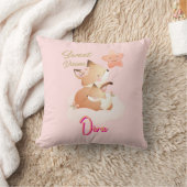 Sweet Dreams Baby Fox Personalized Throw Pillow クッション (ブランケット)