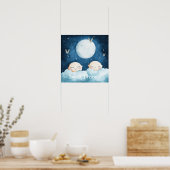 Sweet Dreams Blue Night Sky Nursery Poster ポスター (キッチン)