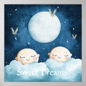 Sweet Dreams Blue Night Sky Nursery Poster ポスター (正面)
