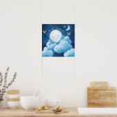 Sweet Dreams Blue Night Sky Nursery Poster ポスター (キッチン)
