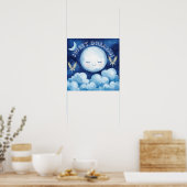 Sweet Dreams Blue Night Sky Nursery Poster ポスター (キッチン)