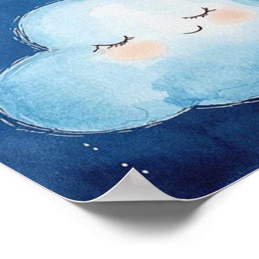 Sweet Dreams Blue Night Sky Nursery Poster ポスター (角)