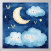 Sweet Dreams Blue Night Sky Nursery Poster ポスター (正面)