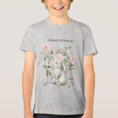Sweet Dreams Bunny Rabbit Roses Pink Floral トライブレンドＴシャツ (正面)