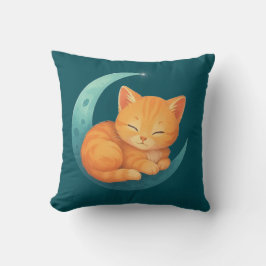 Sweet Dreams Cat on Moon Pillow クッション