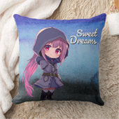 Sweet Dreams Cute Chibi Girl クッション (ブランケット)