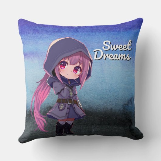 Sweet Dreams Cute Chibi Girl クッション (裏面)