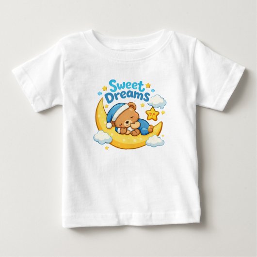 Sweet Dreams – Cute Sleeping Bear Baby Shirt ベビーTシャツ (正面)