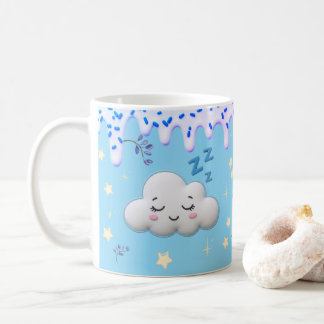Sweet Dreams Cute Sleeping Cloud and Blueberry Mug コーヒーマグカップ